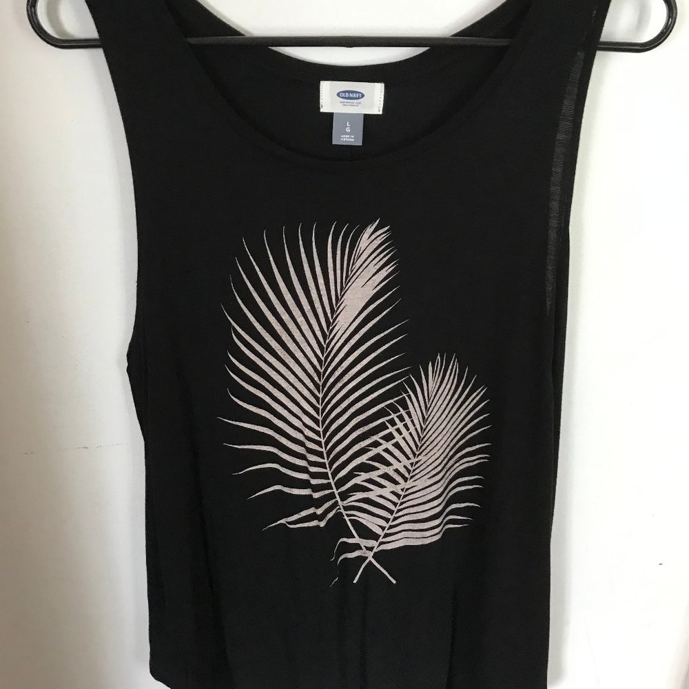 OLD NAVY PINK & BLACK RELAXED FIT TANK TOP, LARGE